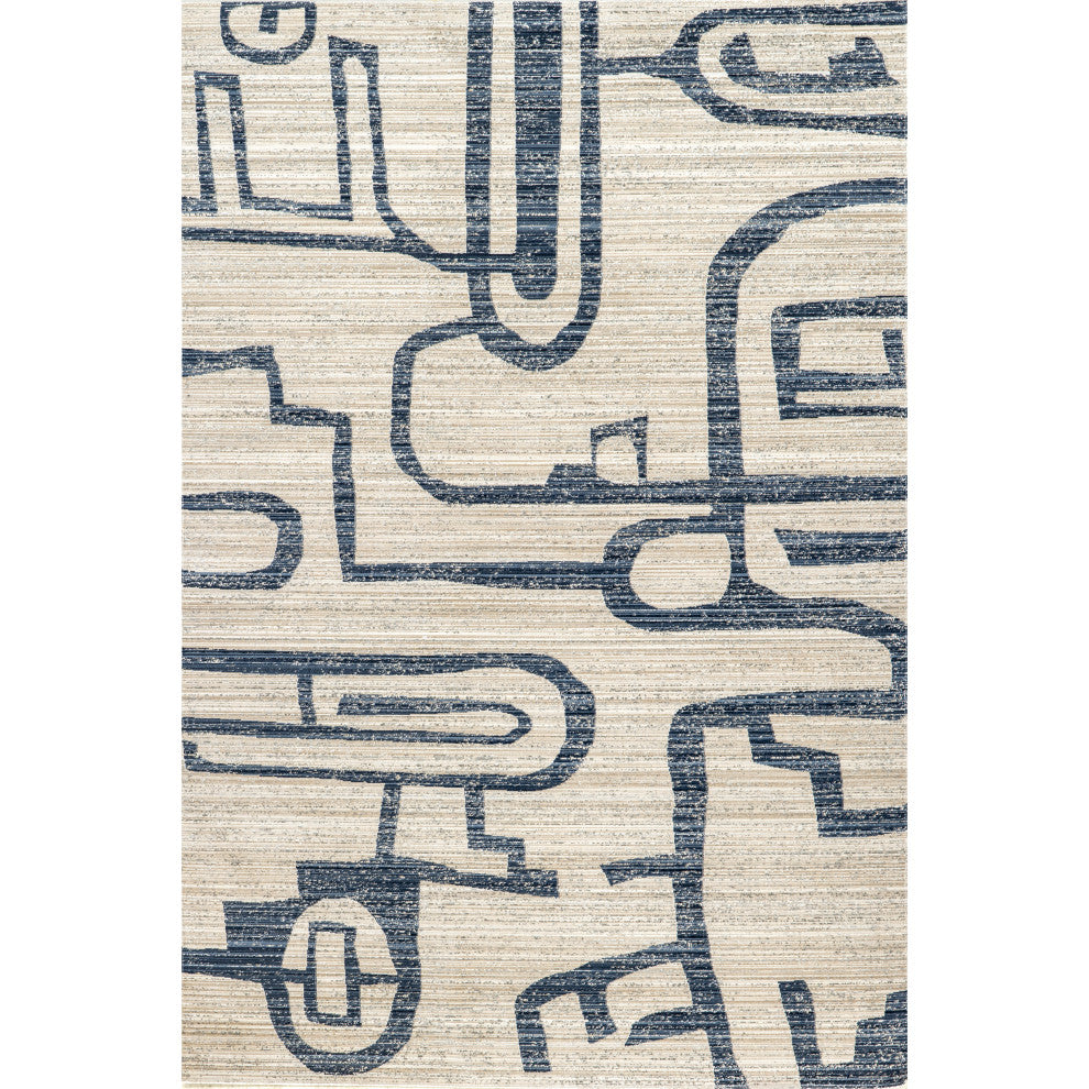 Nuloom Milani Contemporary Washable Indoor/Outdoor Rug, Navy 4'x6'