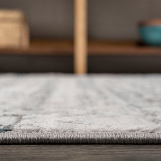 Ancient Faded Trellis Gray/Turquoise 2'x8' Runner Rug