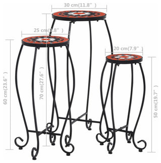 vidaXL Mosaic Tables 3 pcs Terracotta and White Ceramic