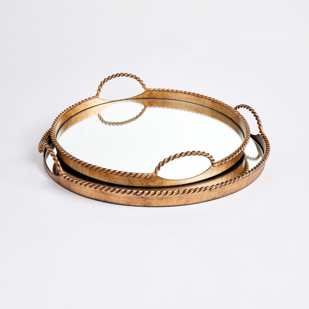 Braiden Decorative Mirrored Trays, Set of 2