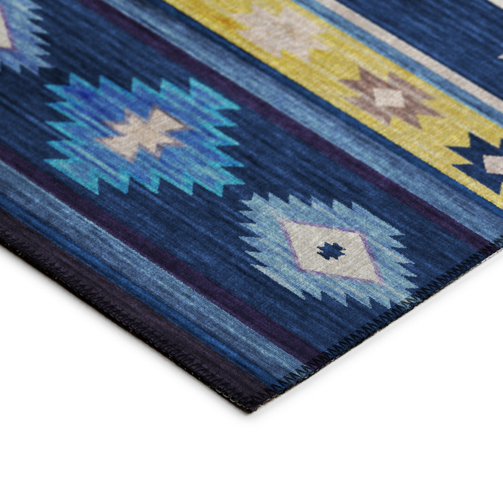 Indoor/Outdoor Phoenix PH4 Navy Machine Washable 8' x 8' Round Rug
