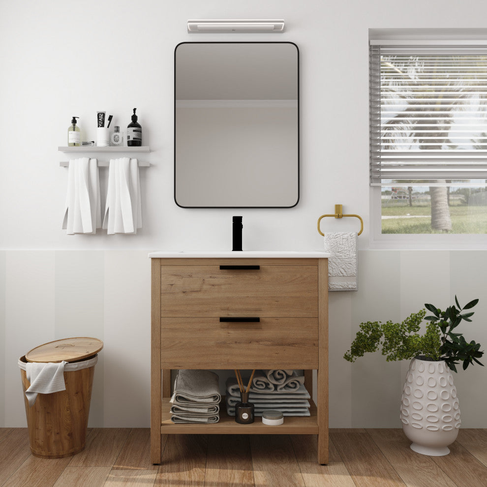 TATEUS Bathroom Vanity With Sink, Freestanding 2 Drawers 30 Inch