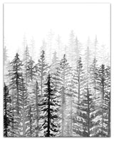 Black White Watercolor Trees 16x20 Canvas Wall Art