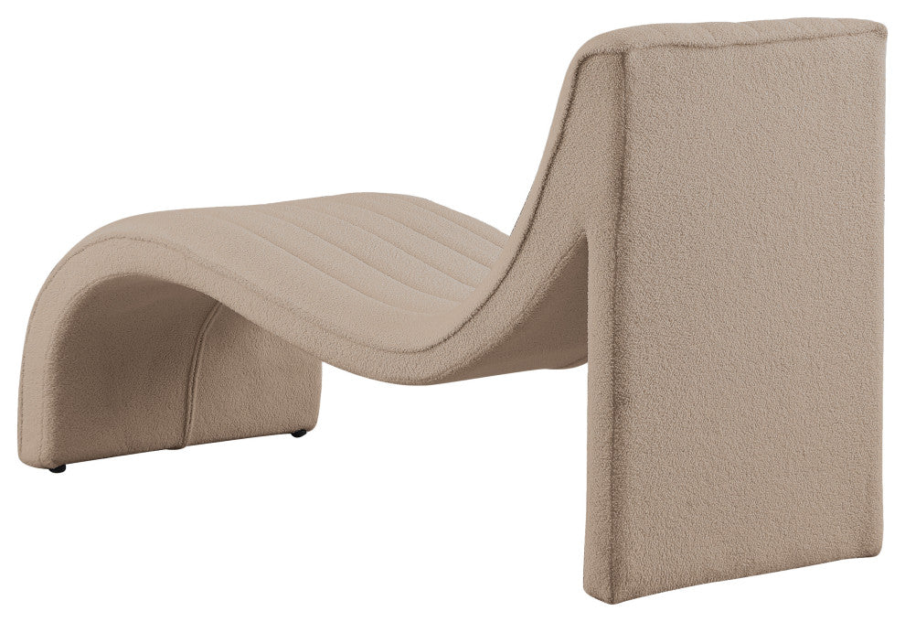 Orian Teddy Fabric Upholstered Chaise, Beige