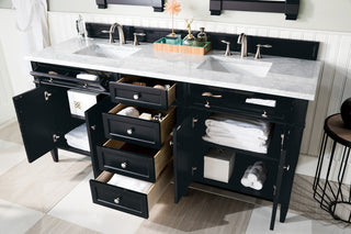 Brittany 72" Black Onyx Double Vanity, Carrara Marble