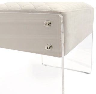 Pasargad Home Tribecca Acrylic and Velvet Stool, White