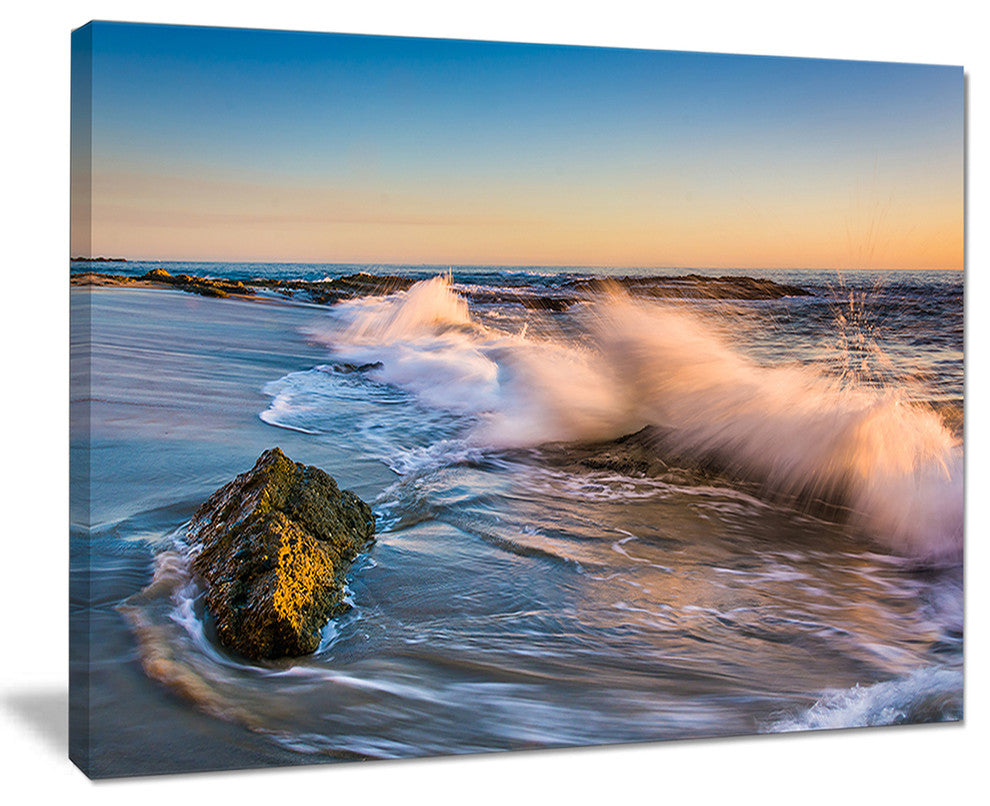 "Crashing Waves At Victoria Beach" Seashore Canvas Wall Art, 20"x12"