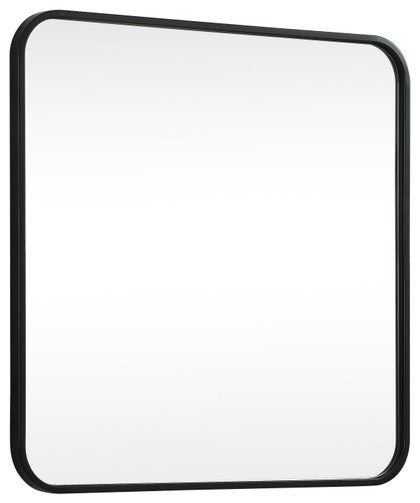 Elegant Decor Soft Corner Metal Square Mirror 24X24" in Black