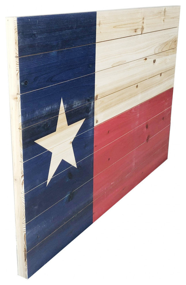 Bold Texas Flag Print Wood Plank Wall Art