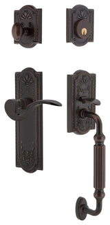 Meadows Plate F Grip Entry Set Manor Lever, Timeless Bronze, 2-3/8", Left