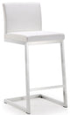 Parma Stainless Steel Counter Stool, Set of 2, White/Silver