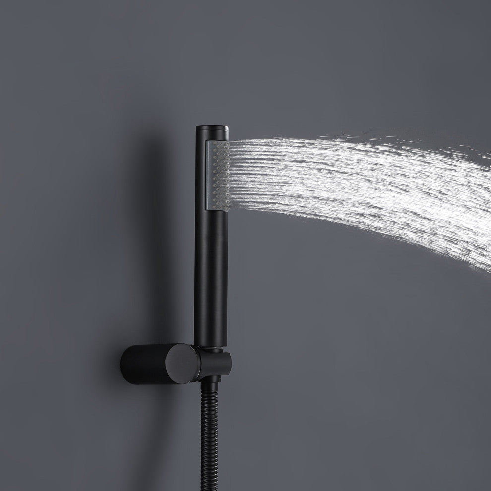 Luxury Wall Mounted Complete Shower System with Rough-in Valve, Matte Black