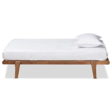 Kaia Mid-Century Modern Walnut Brown Finished Wood Twin Size Platform Bed Frame