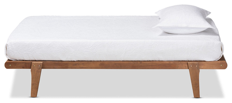 Kaia Mid-Century Modern Walnut Brown Finished Wood Twin Size Platform Bed Frame