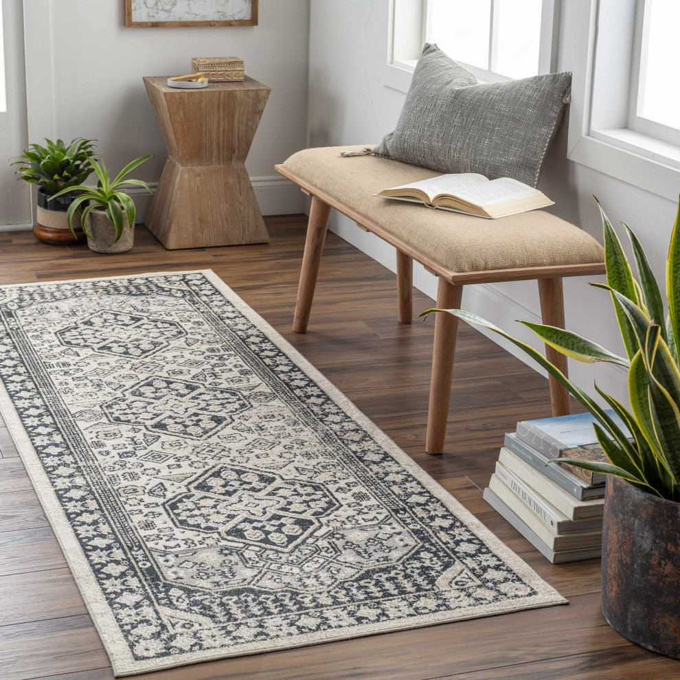 Hauteloom Cabacungan Cream & Gray Washable Area Rug, 2'7"x7'3" Runner