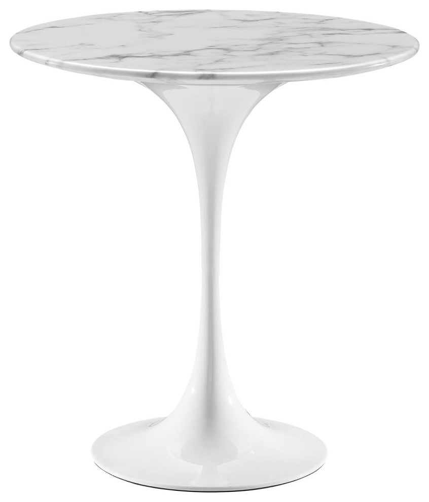 Lippa 20" Round Artificial Marble Side Table, White White