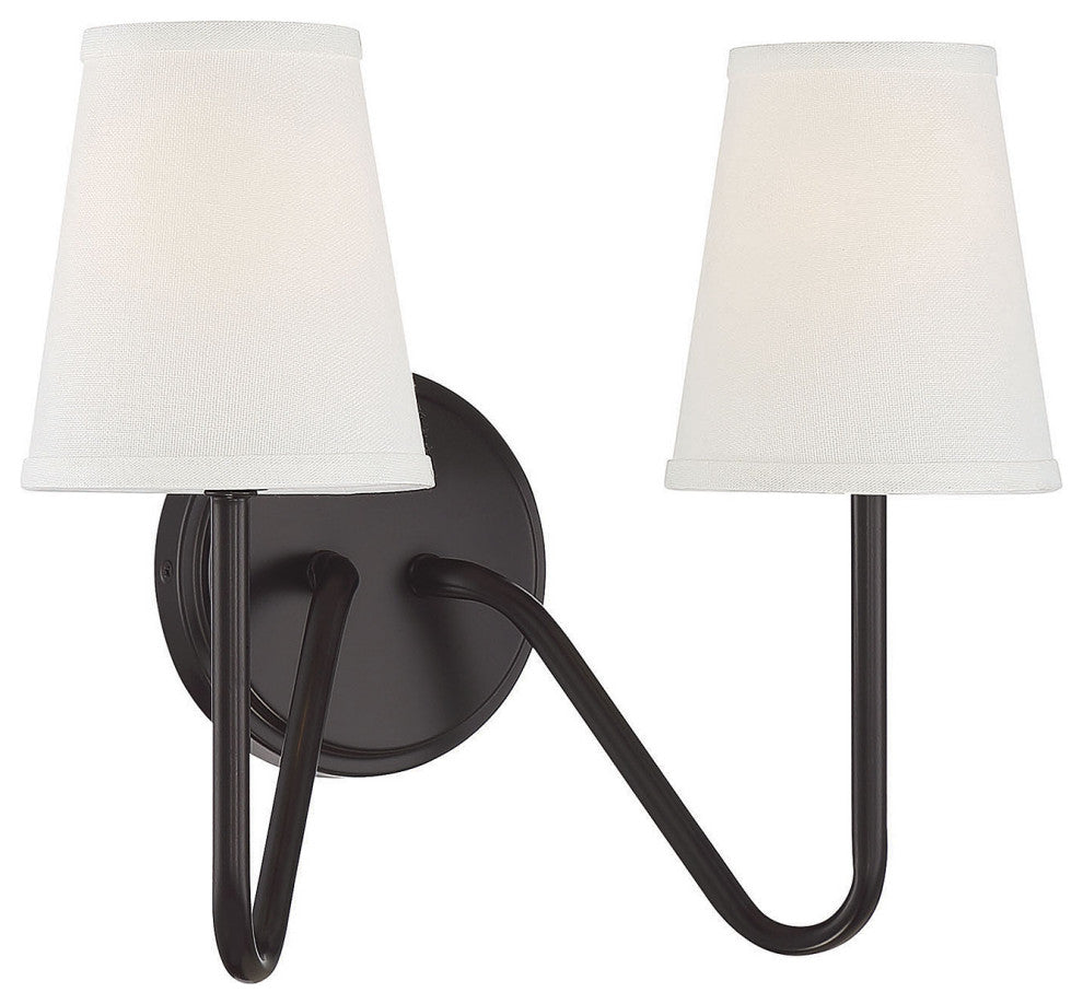 2-Light Wall Sconce, Natural Brass, Oil Rubbed Bronze