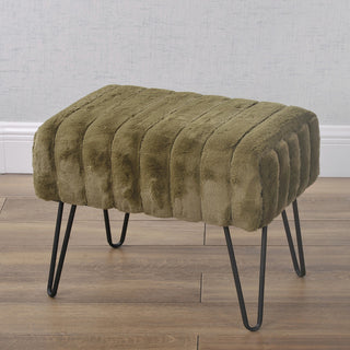 Serenta Super Mink Ottoman, Olive, 19''x13''x17''