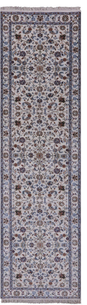 2' 11" X 10' 0" Runner Persian Nain Wool and Silk Handmade Rug Q8531