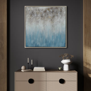 Blue Shadow Abstract Textured Metallic Hand Painted Wall Art by Martin Edwards