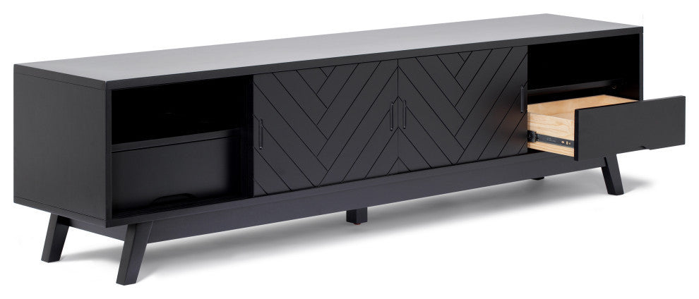 Herringbone TV Stand Low, Black