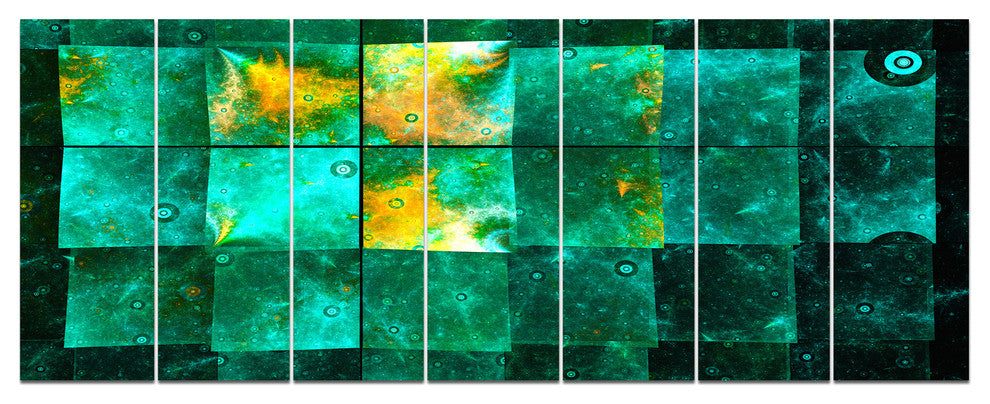 Astrological Space Map, Abstract Wall Art Canvas, 83"x32", 7 Panels