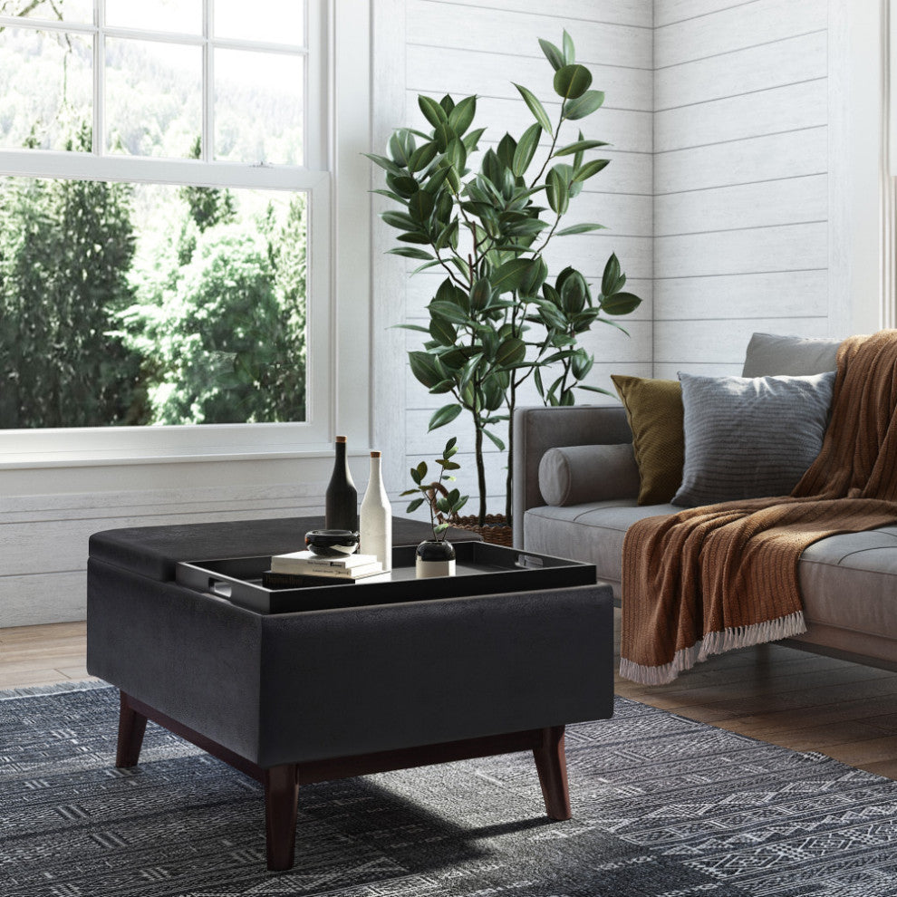 Owen Tray Top Small Coffee Table Storage Ottoman