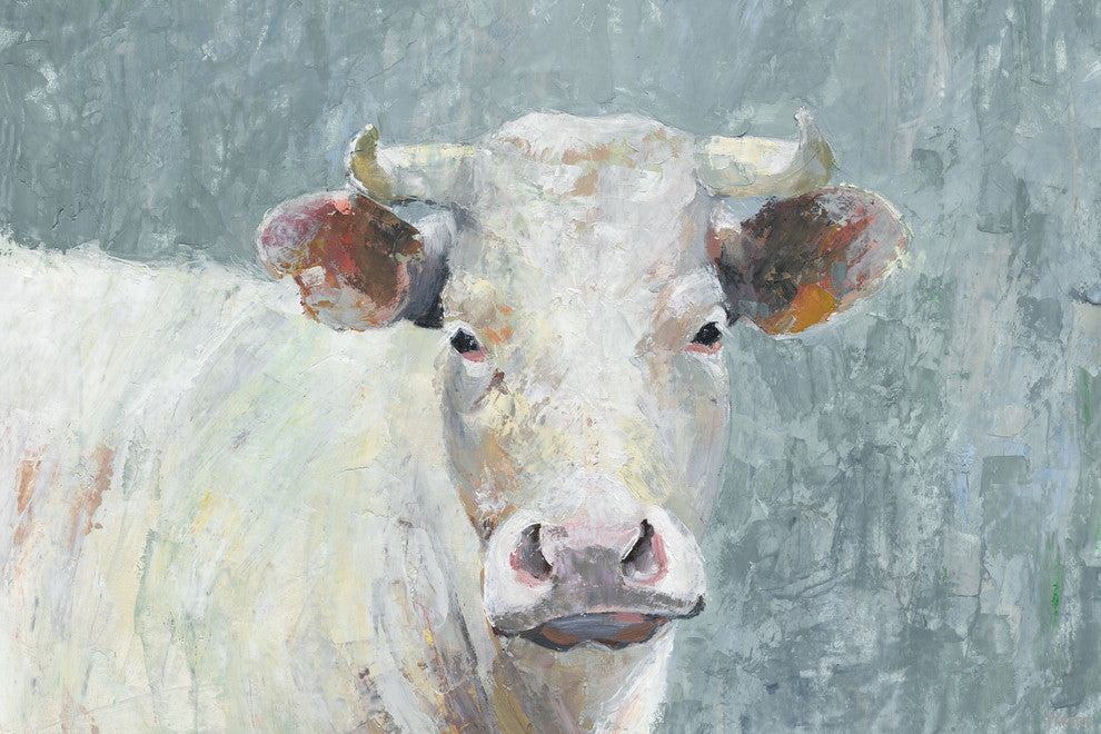 "Innocent Cow" Painting Print on Wrapped Canvas, 24"x16"