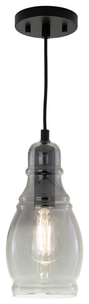 Millie 11.75"H Mini Pendant Matte Black with Smoke Glass