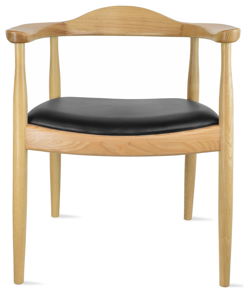Real Oak Wood PU Leather Seat Wegner Kennedy Dining Assembled Chair, Natural