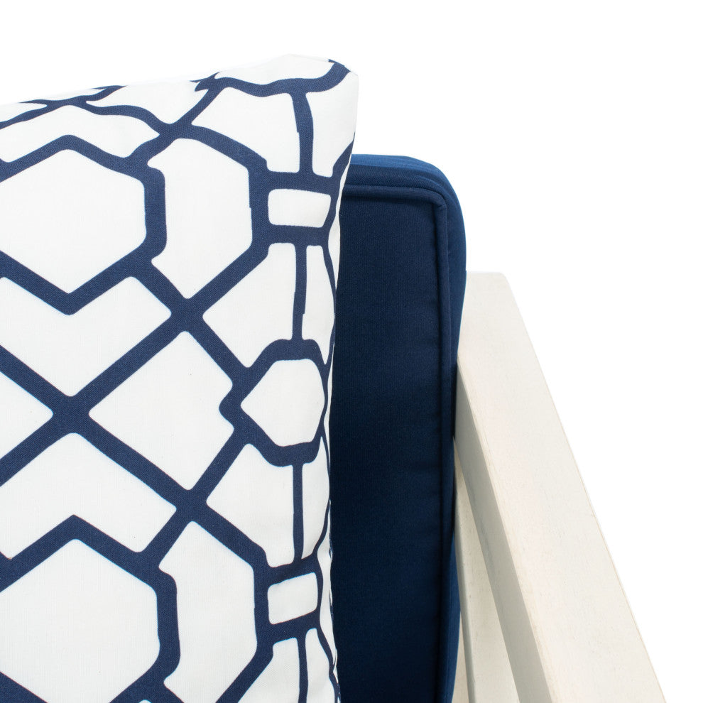 Safavieh Nunzio 4 Piece Outdoor Set with Accent Pillows White/Navy