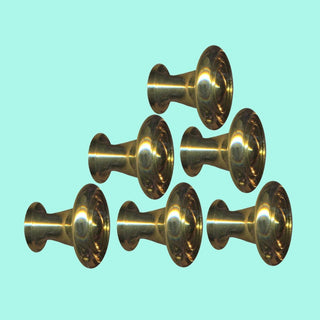 6  Cabinet Knob Bright Solid Brass Spooled 1" Dia |