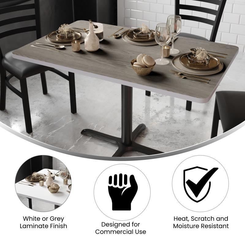 30"x48" Rectangular Table Top With Reversible Laminate Top, White/Gray