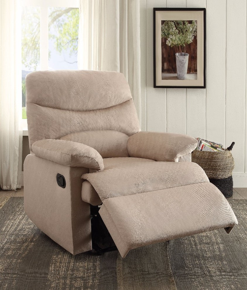 Benzara BM154283 Arcadia Smart Looking Recliner, Beige Woven Fabric