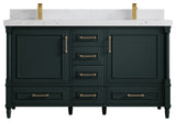 Aberdeen 60 Double Bathroom Vanity in Dark Forest Green 2" Empira Quartz