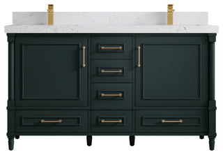 Aberdeen 60 Double Bathroom Vanity in Dark Forest Green 2" Empira Quartz