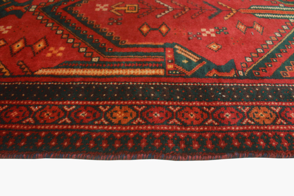 Fine Vintage Distressed Crespin Red/Charcoal Runner, 3'10x7'9