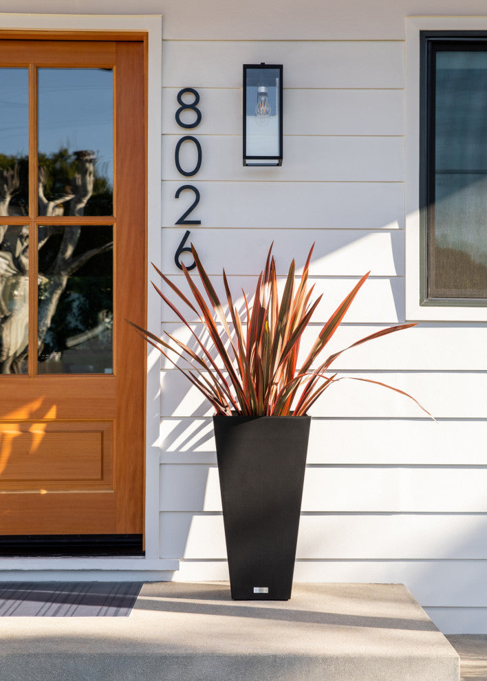 Midland Tall Square Planter, Black, 30", 2 Pack