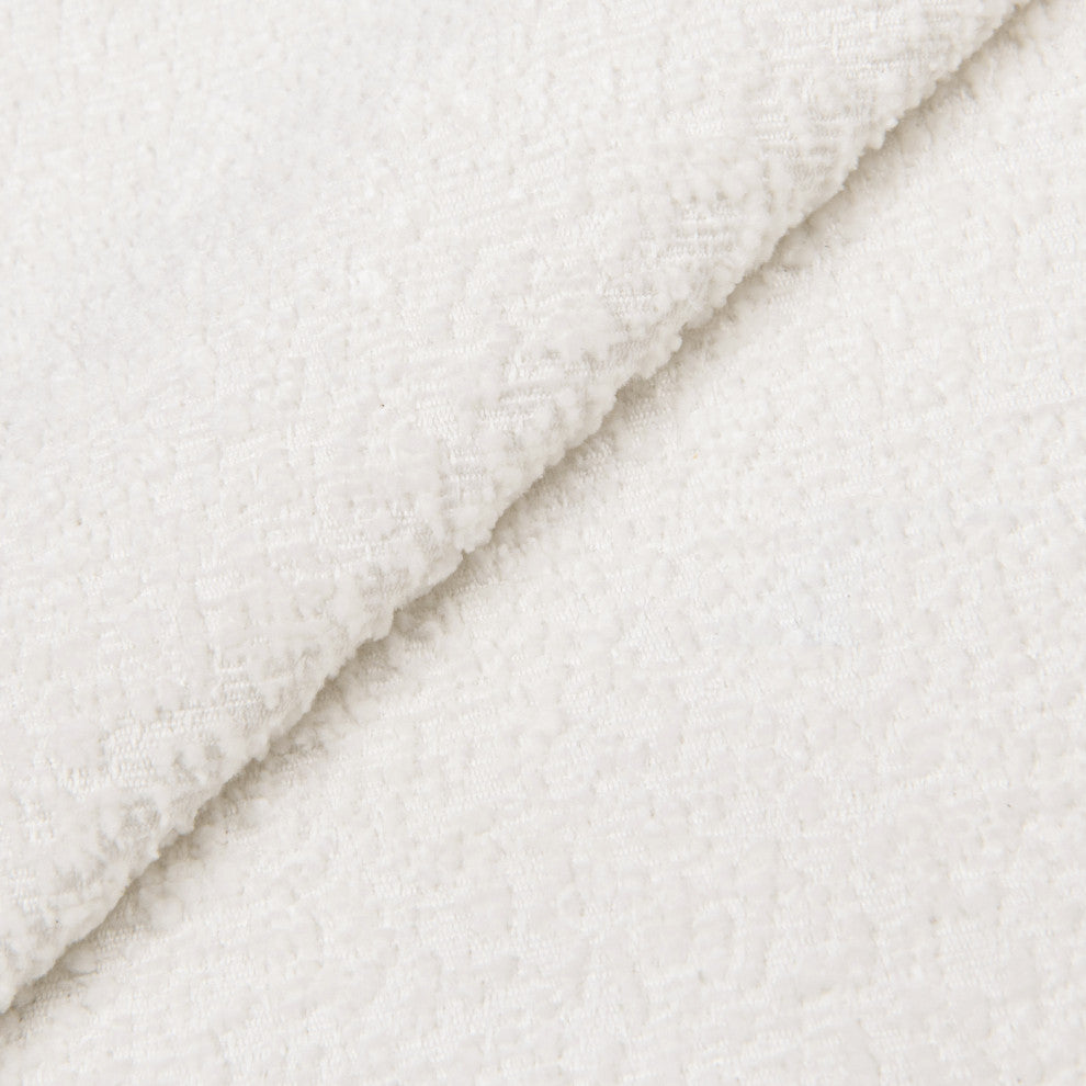 Yolanda 24" Upholstered Round Accent Ottoman, Almond White Chenille
