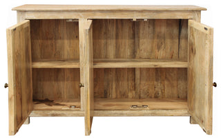 Bayside Jensen 3-Door Solid Wood Sideboard, Distressed Natural Finish