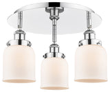 Bell-3 Light 17" Flush Mount-Polished Chrome, Matte White Glass Shade