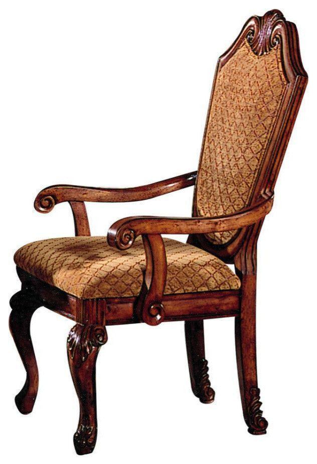 04078A Arm Chair (Set-2) - Fabric & Cherry
