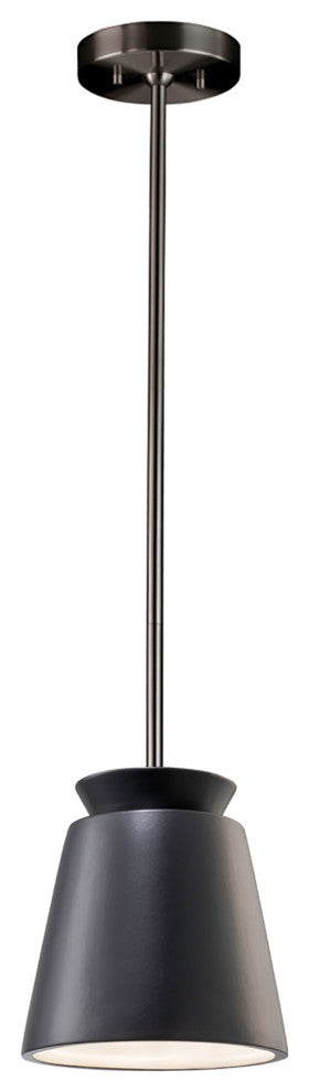 Small Trapezoid Pendant, Carbon Matte Black, Brushed Nickel, Incandescent