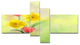 Tulips and Daffodils in Soft Color and Blur, Floral Canvas Art, 60"x32",4 panels