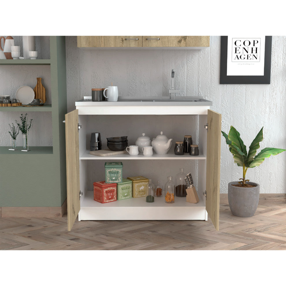 Lifestyle setting displaying the cabinet in a room with decor and open doors, showing scale and use.