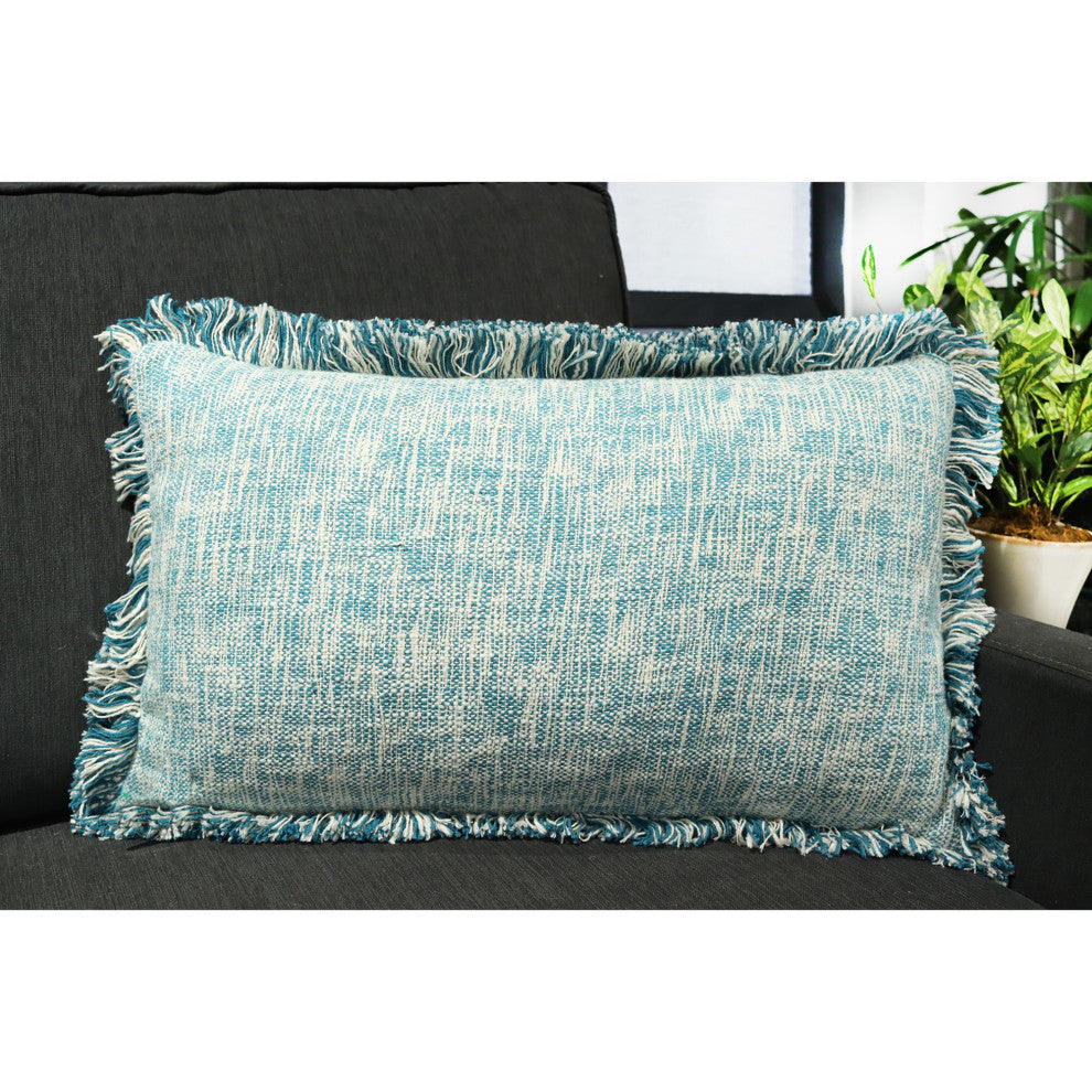 Denim Hand-Woven Idlewild Throw Pillow, 16" x 26"