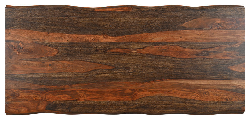 Damian Live Edge Wood Dining Table, Dark Brown, 86"