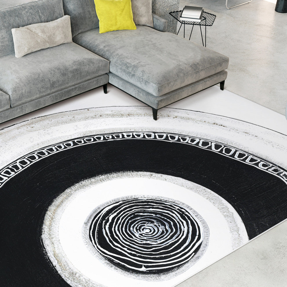 Circuli II Circles Art Area Rug, 7.5'x10.3'