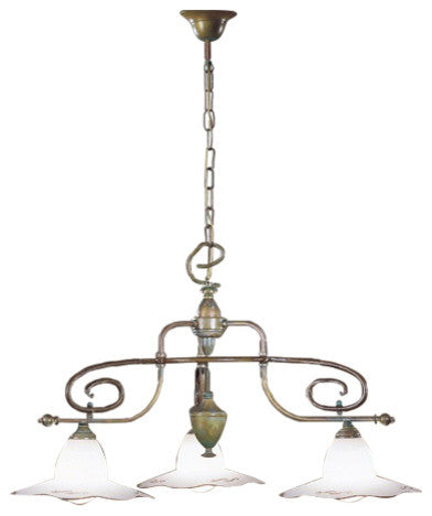 Country Line 1834 Chandelier, Graphite And Silver, Satin White and Brick Red