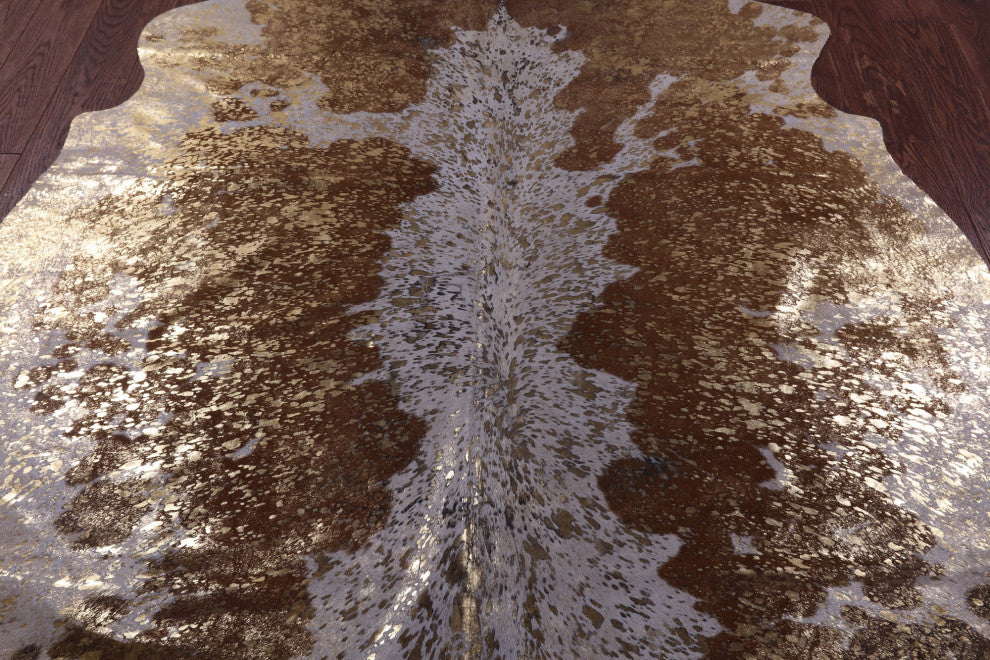 Gold Metallic Cowhide Rug 7' 0" X 6' 3" C2114